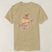 Streak Headed White Eye Bird Japanese Cherry Bloss Tシャツ (デザイン正面)