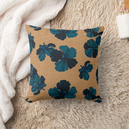 Streakyハワイのハイビスカスのリバーシブルの枕 クッション (ブランケット)