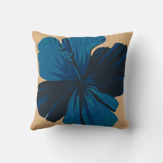 Streakyハワイのハイビスカスのリバーシブルの枕 クッション (裏面)