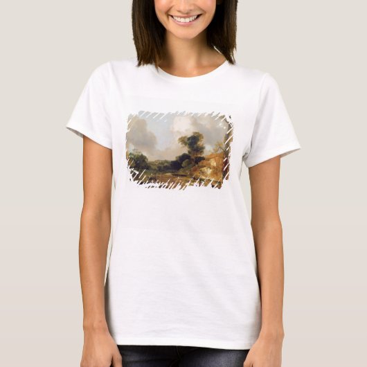 StreamとWeirを使用した風景(キャンバス上の油) Tシャツ (正面)