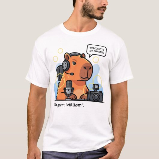 Streamer Capybara T-Shirt – Personalized Gamer App Tシャツ (正面)