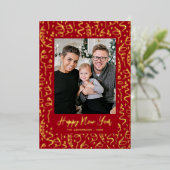 Streamers and Confetti Happy New Year Photo 箔シーズンカード (立ち正面)