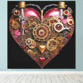 Streampunk Heart Ruby Valentine キャンバスプリント (インサイチュ (ウッドフロア))