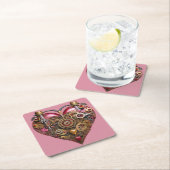 Streampunk Heart Ruby Valentine スクエアペーパーコースター (インサイチュ)