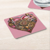 Streampunk Heart Ruby Valentine スクエアペーパーコースター (アングル)