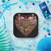 Streampunk Heart Ruby Valentine ペーパープレート (パーティー)