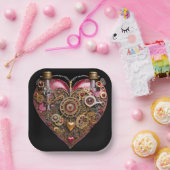 Streampunk Heart Ruby Valentine ペーパープレート (パーティー)