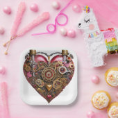 Streampunk Heart Ruby Valentine ペーパープレート (パーティー)