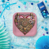 Streampunk Heart Ruby Valentine ペーパープレート (パーティー)