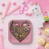 Streampunk Heart Ruby Valentine ペーパープレート (パーティー)