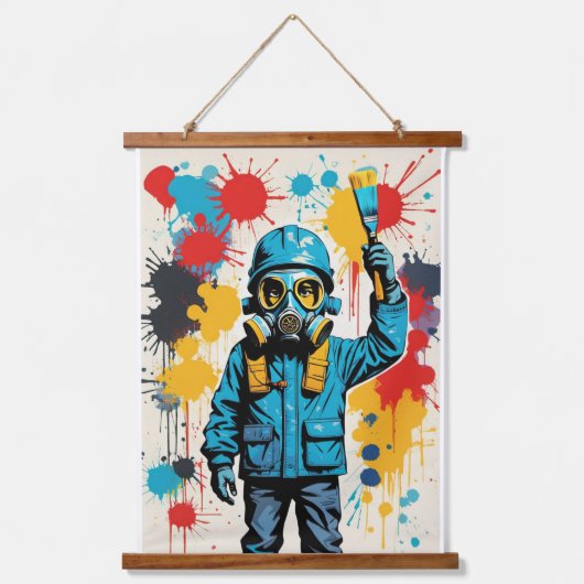 Street Art Gas Mask Wall Decor 吊り下げ型タペストリー (正面)