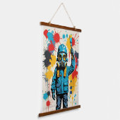 Street Art Gas Mask Wall Decor 吊り下げ型タペストリー (傾斜あり)