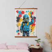 Street Art Gas Mask Wall Decor 吊り下げ型タペストリー (寝室)