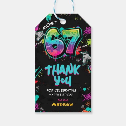 Street Art Graffiti 6 to 7 Birthday ギフトタグ (正面)