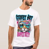 Street Art Graffiti Kitty 1 Tシャツ (正面)