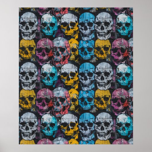 Street Art Skull Poster Design A29 ポスター (正面)