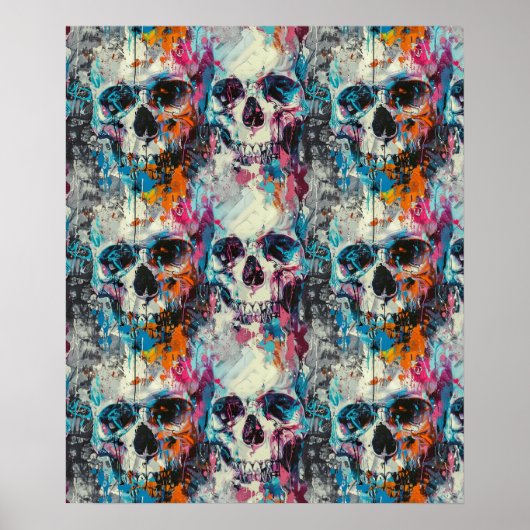 Street Art Skull Poster Design A32 ポスター (正面)
