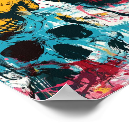 Street Art Skull Poster Design A34 ポスター (角)