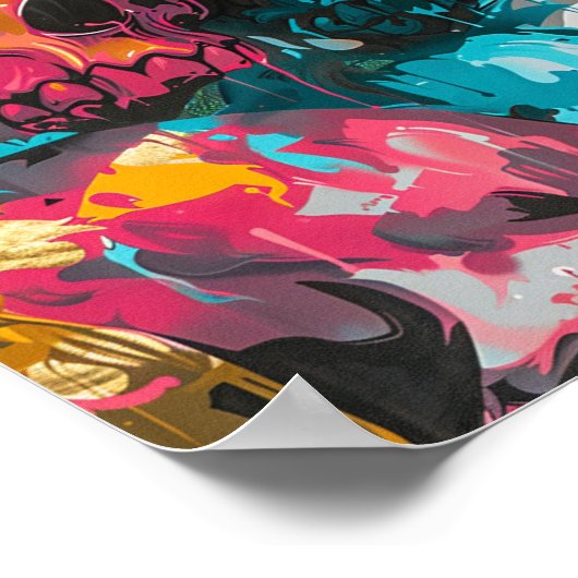 Street Art Skull Poster Design A36 ポスター (角)