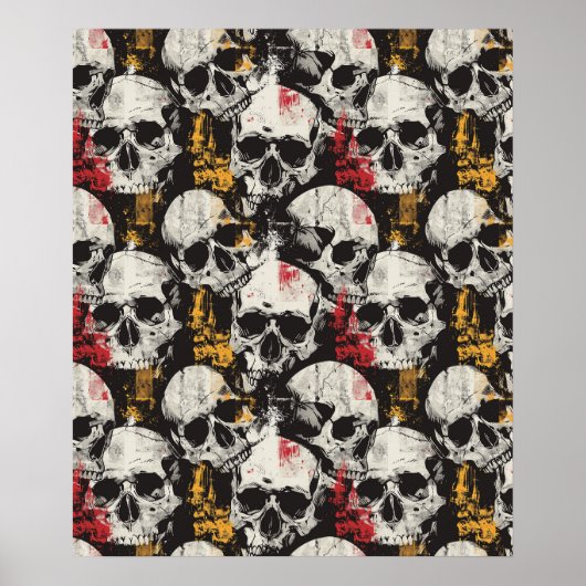 Street Art Skull Poster Design A7 ポスター (正面)