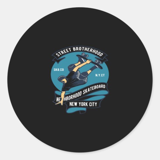street brotherhood neighborhood skateboard ラウンドシール (正面)