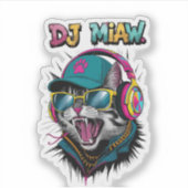 Street Cat DJ Attitude – Bold Streetwear Art シール (正面)