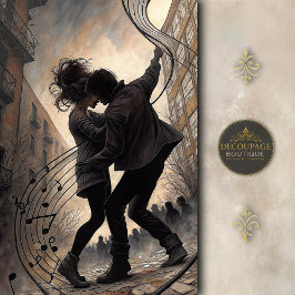 Street Dancers with Swirling Music Decoupage 薄葉紙