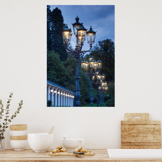 Street lamps at night, Germany ポスター (キッチン)