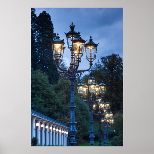 Street lamps at night, Germany ポスター (正面)