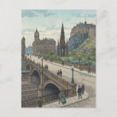 Street of Edinburgh Old Town Japanese Woodblock Pr ポストカード (正面)
