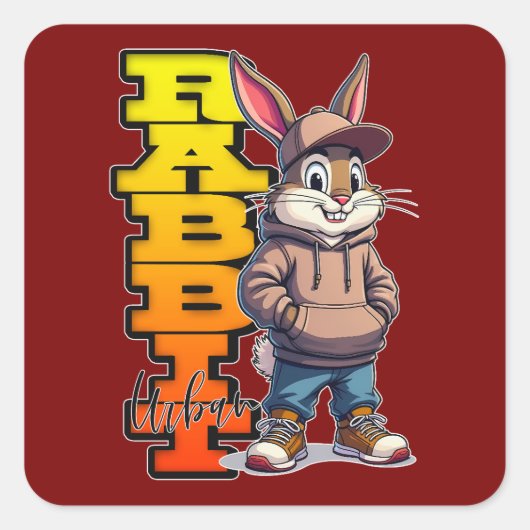 Street Rabbit – Urban Easter Bunny - Autocolante スクエアシール (正面)