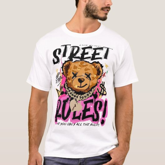 Street Rules Urban Bear Graphic T-Shirt Tシャツ (正面)