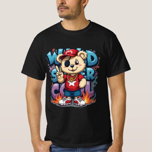Street Style Teddy – Wild Super Cool Graffiti Tee Tシャツ (正面)