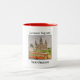 Streetcar and Jackson Square, New Orleans ツートーンマグカップ