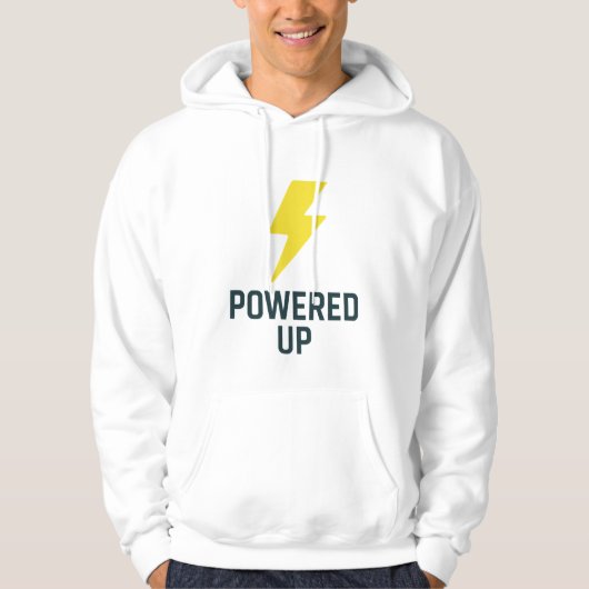 Streetwear Hoodie – POWERED UP for Energy パーカ (正面)