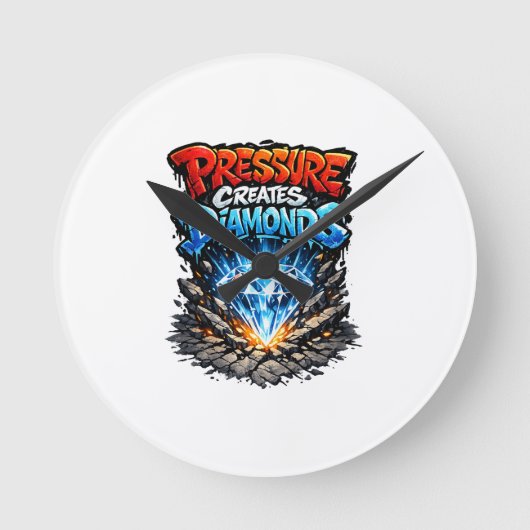 Streetwear Motivation Graphic ラウンド壁時計 (正面)