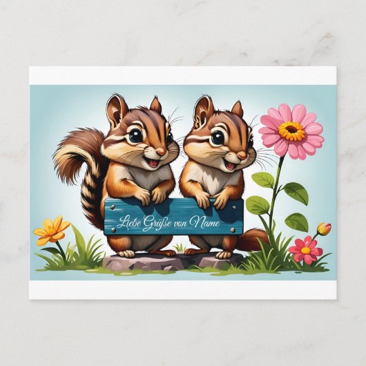 Streifenhörnchen schicken Grüße ポストカード (正面)