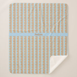 Streifenmuster blau braun grau シェルパブランケット