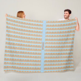 Streifenmuster blau braun grau フリースブランケット
