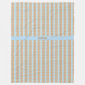 Streifenmuster blau braun grau フリースブランケット (正面)