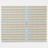 Streifenmuster blau braun grau フリースブランケット (正面(横))