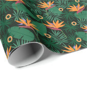 Strelitzia花：トロピックヴィンテージ背景 ラッピングペーパー (ロールコーナー)