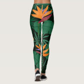 Strelitzia花：トロピックヴィンテージ背景 レギンス (裏面)