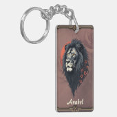 Strength and delicacy united, a black lion キーホルダー (正面左)