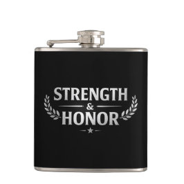 Strength and Honor Black Stainless Steel Hip Flask フラスク