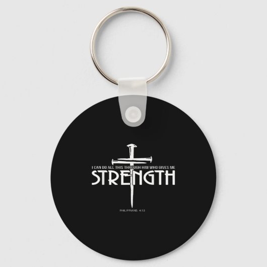 Strength And Nail Cross Bible Verse Christian  キーホルダー (正面)