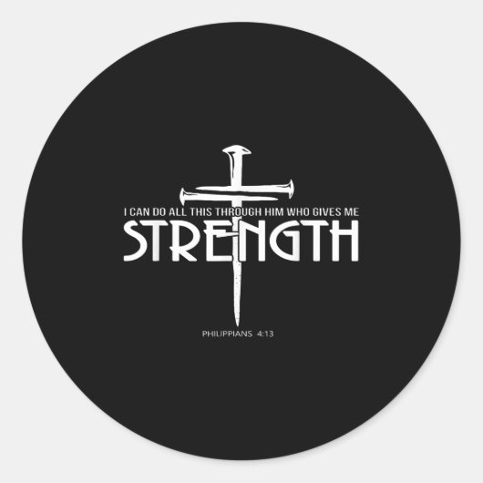 Strength And Nail Cross Bible Verse Christian  ラウンドシール (正面)