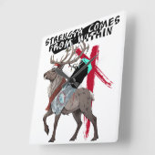 Strength Comes From Within Reindeer スクエア壁時計 (傾斜)