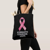 Strength Courage Hope – がん啓発 サバイバー トートバッグ (クローズアップ)