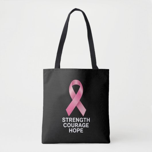Strength Courage Hope – Cancer Awareness Survivor  トートバッグ (正面)